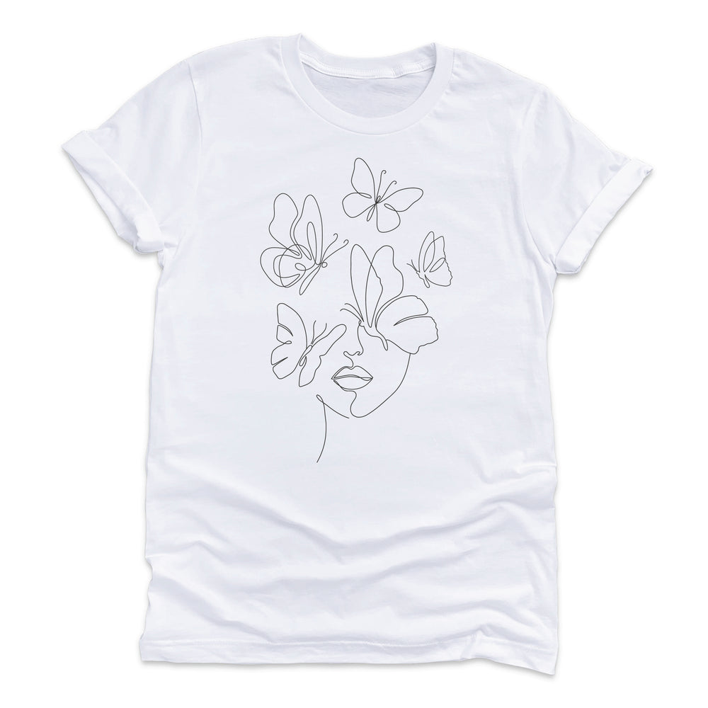 One Line Face with Butterfly T-Shirt