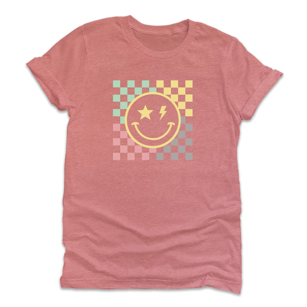 Checkered pattern Smiley Face T-Shirt