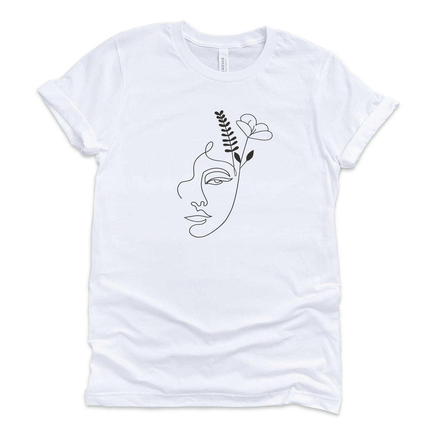 
                  
                    One Line Face with Flowers T-Shirt
                  
                